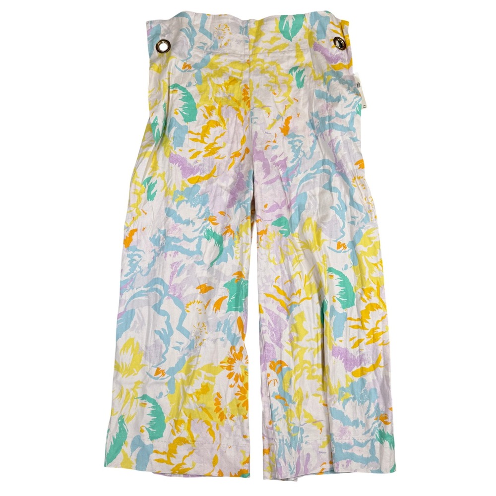 NWT Maeve Floral Abstract High Rise Wide Leg Pants Yellow Purple Teal 00P NWT